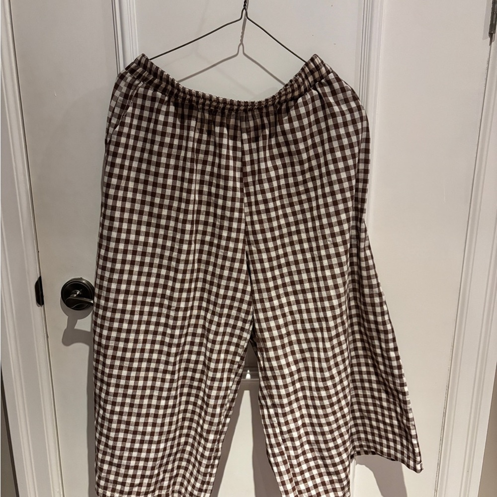 Brown and White Checkered Pants